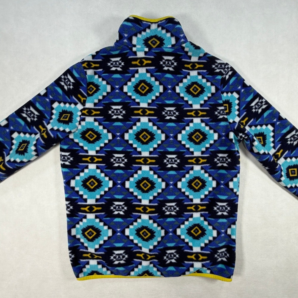 WESC Mens Medium Geometric Fleece Jacket Blue Yellow Aztec Southwestern Zip Up - Picture 14 of 16